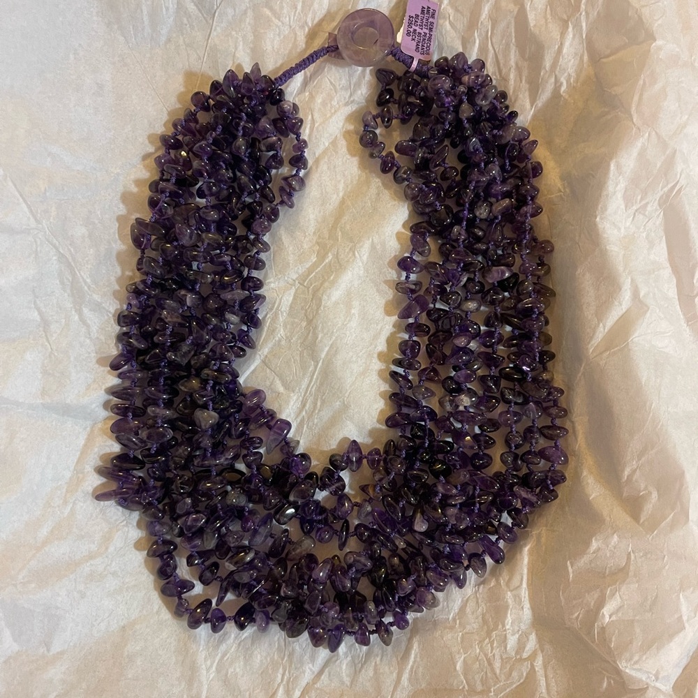 AMETHYST | NWT Multi Strand Genuine Amethyst Necklace Retail $300